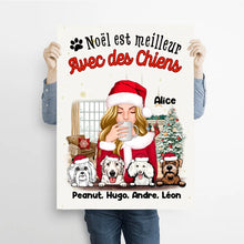 Charger l'image dans la galerie, Poster encadré en bois personnalisée, noël cadeau pour maman chien, noël est meilleur avec des chiens