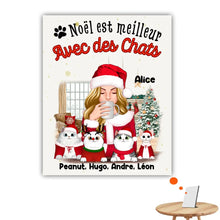 Charger l'image dans la galerie, Impression sur table personnalisée, TableTop Print noël cadeau pour maman chat, noël est meilleur avec des chats