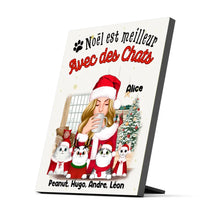 Charger l'image dans la galerie, Impression sur table personnalisée, TableTop Print noël cadeau pour maman chat, noël est meilleur avec des chats