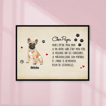 Charger l'image dans la galerie, Poster encadré en bois personnalisée, cadeau pour Papa chien, fête des pères, Cher papa merci d'être mon papa