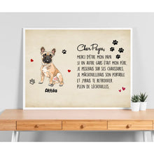 Charger l'image dans la galerie, Poster encadré en bois personnalisée, cadeau pour Papa chien, fête des pères, Cher papa merci d'être mon papa