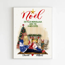Charger l'image dans la galerie, Poster encadré en bois personnalisée, cadeau pour Couple, femme, mari, maman et papa chien, noël est plus merveilleux