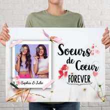 Charger l'image dans la galerie, Poster encadré en bois personnalisée, cadeau pour amies, sœurs, jusqu'à 4 photos, sœurs de cœur forever