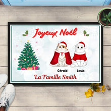 Charger l'image dans la galerie, Carpette personnalisé, Tapis Cadeau pour la famille, maman et papa chat, Joyeux Noël
