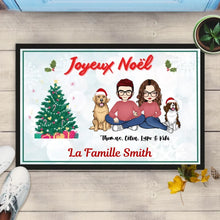 Charger l'image dans la galerie, Carpette personnalisé, Tapis Cadeau pour la famille, Couple, maman et papa Chien, Joyeux Noël