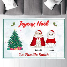 Charger l'image dans la galerie, Carpette personnalisé, Tapis Cadeau pour la famille, maman et papa chat, Joyeux Noël