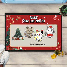 Charger l'image dans la galerie, Carpette personnalisé, Tapis Cadeau pour la famille, maman et papa chat, Noël chez les