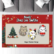 Charger l'image dans la galerie, Carpette personnalisé, Tapis Cadeau pour la famille, maman et papa chat, Noël chez les