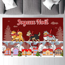 Charger l'image dans la galerie, Carpette personnalisé, Tapis Cadeau pour la famille, maman et papa chien, Chiens pelucheux Joyeux Noël