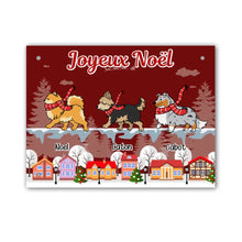 Charger l'image dans la galerie, Plaque De Porte personnalisé, signe en métal Cadeau pour la famille, maman et papa chien, Chiens pelucheux Joyeux Noël