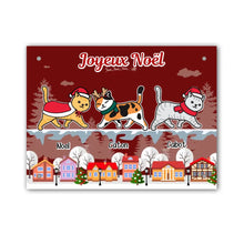Charger l'image dans la galerie, Carpette personnalisé, Tapis Cadeau pour la famille, maman et papa chat, Chats pelucheux Joyeux Noël