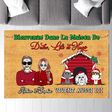 Charger l'image dans la galerie, Carpette personnalisé, Tapis Cadeau pour la famille, maman et papa chien, Bienvenue dans la maison du chiens et chats