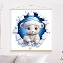 Charger l'image dans la galerie, 3D bébé Mouton L'hiver Impressions sur cercle en mousse personnalisés, 3D Décor pour le salon à Noël