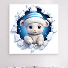 Charger l'image dans la galerie, 3D bébé Mouton L'hiver Impressions sur cercle en mousse personnalisés, 3D Décor pour le salon à Noël
