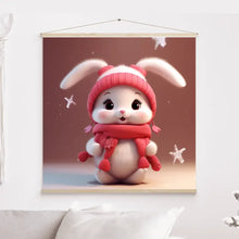 Charger l'image dans la galerie, 3D bébé Lapin L'hiver Impressions sur cercle en mousse personnalisés, 3D Décor pour le salon à Noël