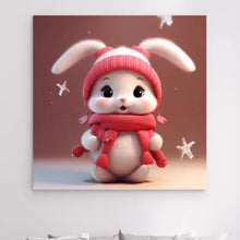 Charger l'image dans la galerie, 3D bébé Lapin L'hiver Impressions sur cercle en mousse personnalisés, 3D Décor pour le salon à Noël