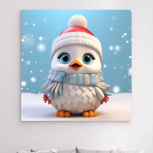 Charger l'image dans la galerie, 3D bébé Oiseau poulet dans la neige Impressions sur cercle en mousse personnalisés, 3D Décor pour le salon à Noël
