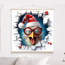 Charger l'image dans la galerie, 3D Oiseau poulet fou Impressions sur cercle en mousse personnalisés, cadeau pour famillie, 3D Décor pour le salon à Noël