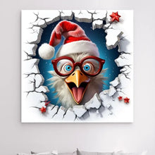 Charger l'image dans la galerie, 3D Oiseau poulet fou Impressions sur cercle en mousse personnalisés, cadeau pour famillie, 3D Décor pour le salon à Noël