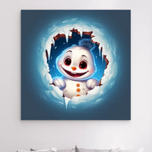 Charger l'image dans la galerie, 3D Bonhomme de neige fou Impressions sur cercle en mousse personnalisés, 3D Décor pour le salon à Noël