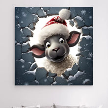 Charger l'image dans la galerie, 3D Mouton L'hiver Impressions sur cercle en mousse personnalisés, 3D Décor pour le salon à Noël