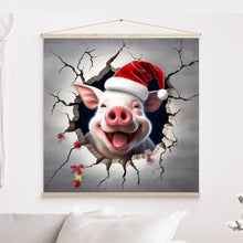 Charger l'image dans la galerie, 3D Porc Noël L'hiver Impressions sur cercle en mousse personnalisés, 3D Décor pour le salon à Noël
