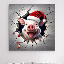 Charger l'image dans la galerie, 3D Porc Noël L'hiver Impressions sur cercle en mousse personnalisés, 3D Décor pour le salon à Noël