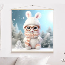 Charger l'image dans la galerie, 3D bébé Lapin L'hiver Toile à suspendre personnalisés, 3D Décor pour le salon à Noël