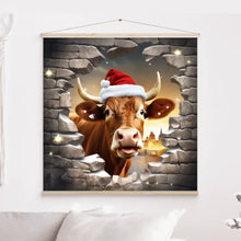 Charger l'image dans la galerie, 3D Vache Angus dans la neige Toile à suspendre personnalisés, 3D Décor pour le salon à Noël