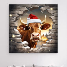 Charger l'image dans la galerie, 3D Vache Angus dans la neige Toile à suspendre personnalisés, 3D Décor pour le salon à Noël