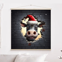 Charger l'image dans la galerie, 3D Vache Angus Noir dans la neige Toile à suspendre personnalisés, 3D Décor pour le salon à Noël