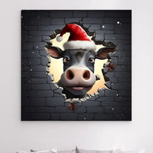 Charger l'image dans la galerie, 3D Vache Angus Noir dans la neige Toile à suspendre personnalisés, 3D Décor pour le salon à Noël
