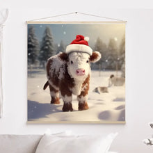 Charger l'image dans la galerie, 3D Bébé vache Hereford Toile à suspendre personnalisés, 3D Décor pour le salon à Noël
