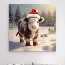 Charger l'image dans la galerie, 3D Bébé vache Hereford Toile à suspendre personnalisés, 3D Décor pour le salon à Noël