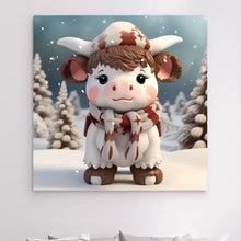 Charger l'image dans la galerie, 3D Vache Hereford Toile à suspendre personnalisés, 3D Décor pour le salon à Noël