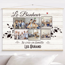 Charger l'image dans la galerie, Tapisserie murale Photo Personnalisée, Cadeau pour la famille, Le bonheur c'est la famille
