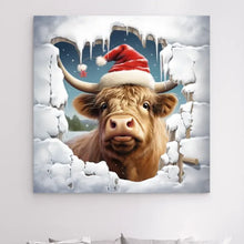 Charger l'image dans la galerie, 3D Vache Highland Toile à suspendre personnalisés, 3D Décor pour le salon à Noël