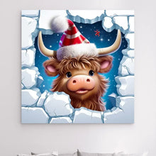Charger l'image dans la galerie, 3D Vache Highland Toile à suspendre personnalisés, 3D Décor pour le salon à Noël