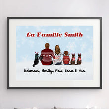 Charger l'image dans la galerie, Tapisserie murale personnalisé, Cadeau pour la famille, Couple, amoureux des chats, chiens, joyeux noël