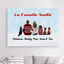 Charger l'image dans la galerie, Tapisserie murale personnalisé, Cadeau pour la famille, Couple, amoureux des chats, chiens, joyeux noël