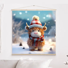 Charger l'image dans la galerie, 3D Vache Highland L'hiver Toile à suspendre personnalisés, 3D Décor pour le salon à Noël