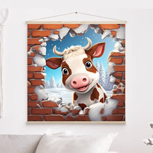 Charger l'image dans la galerie, 3D Bébé Vache Holstein Friesian Toile à suspendre personnalisés, 3D Décor pour le salon à Noël