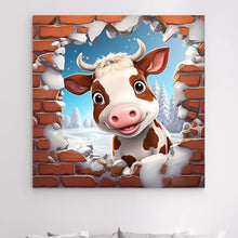 Charger l'image dans la galerie, 3D Bébé Vache Holstein Friesian Toile à suspendre personnalisés, 3D Décor pour le salon à Noël