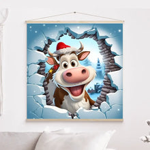 Charger l'image dans la galerie, 3D Vache Holstein Friesian Noël Toile à suspendre personnalisés, 3D Décor pour le salon à Noël