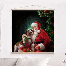 Charger l'image dans la galerie, Bouledogue anglais et Père Noël Impressions sur métal personnalisés, Chien Décor pour le salon à Noël