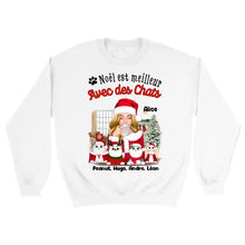 Charger l'image dans la galerie, Jusqu'à 10 chats, Pull personnalisé chat, Sweat à col rond Noël Maman Chat, Noël est meilleur Avec des chats