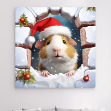 Charger l'image dans la galerie, 3D cochon d'Inde Noël Toile à suspendre personnalisés, 3D cobaye Décor pour le salon à Noël