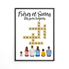 Charger l'image dans la galerie, Mots croisé Poster personnalisée, cadeau pour Frères et Sœurs, Décoration du salon, Frères et Sœurs liés pour toujours