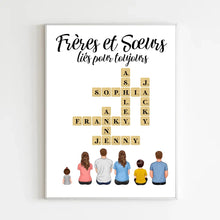 Charger l'image dans la galerie, Mots croisé Poster personnalisée, cadeau pour Frères et Sœurs, Décoration du salon, Frères et Sœurs liés pour toujours