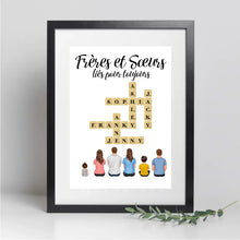 Charger l'image dans la galerie, Mots croisé Poster personnalisée, cadeau pour Frères et Sœurs, Décoration du salon, Frères et Sœurs liés pour toujours